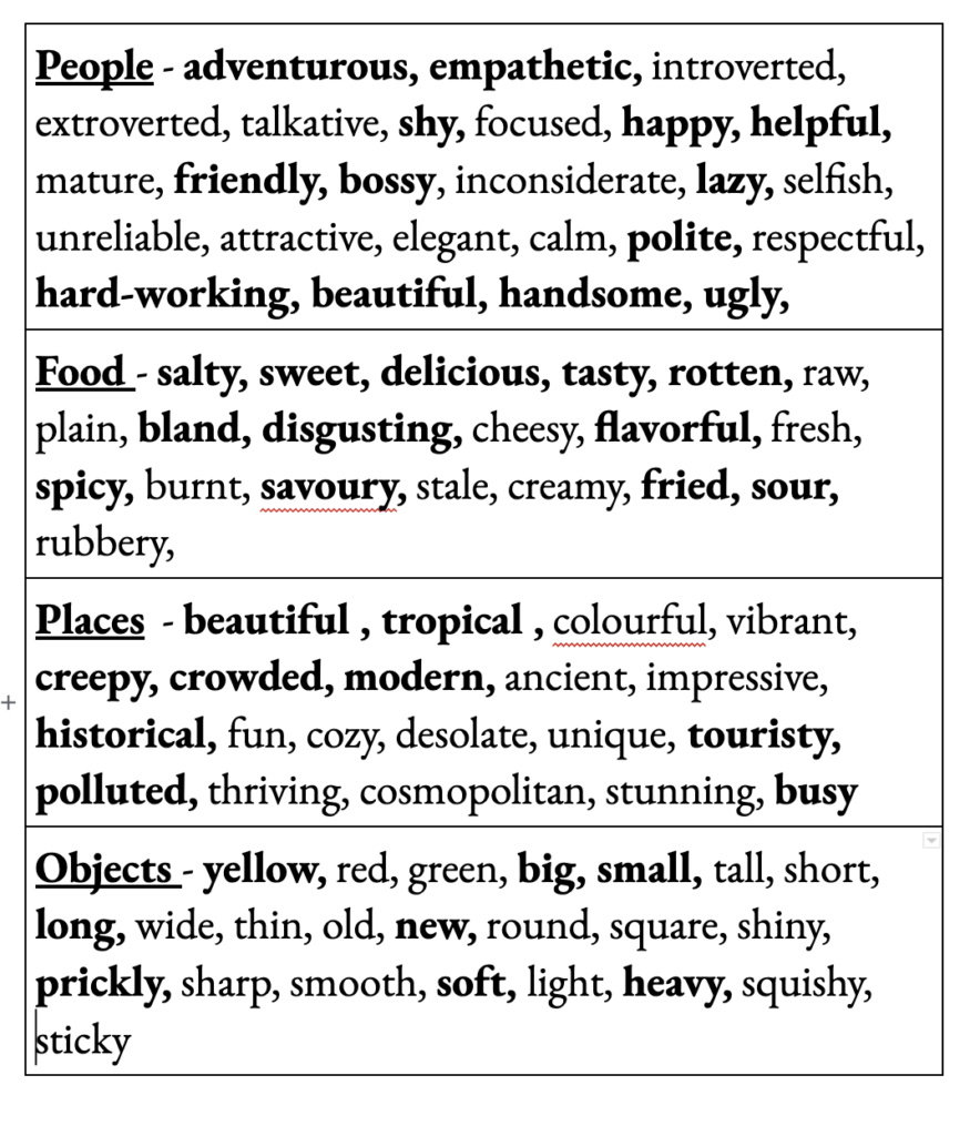 adjectives-describing-people-places-objects-and-food